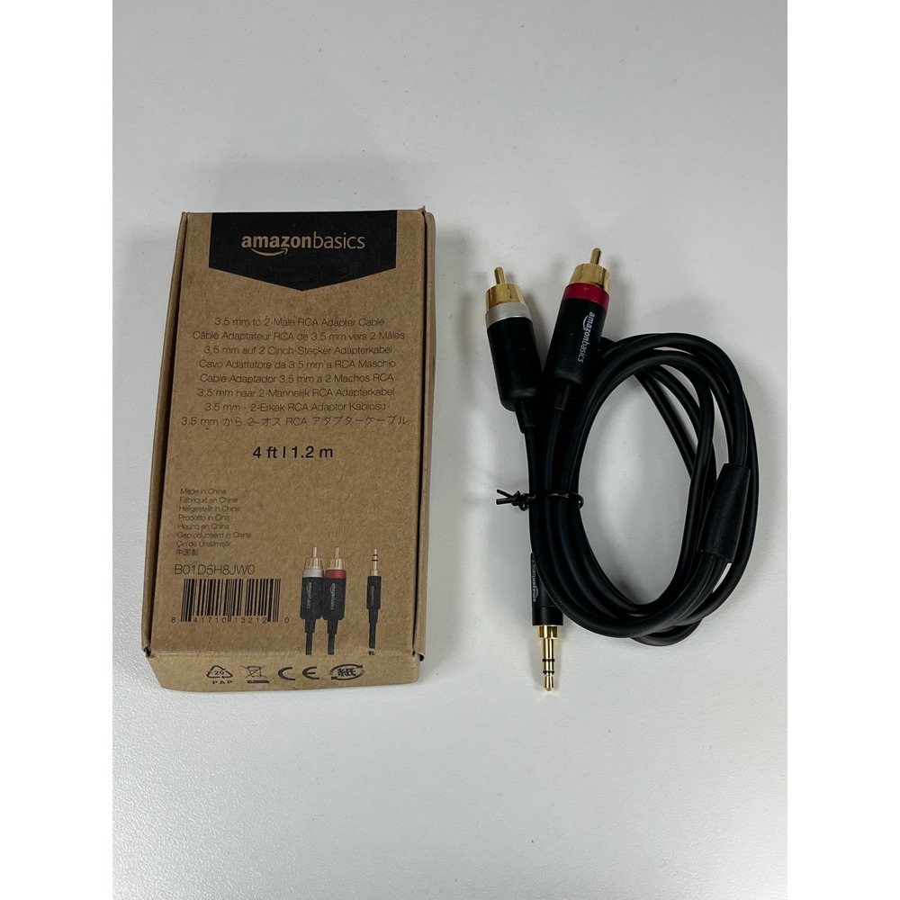 AmazonBasics 3.5mm to 2-Male RCA Adapter Cable 4ft Black B01D5H8JW0